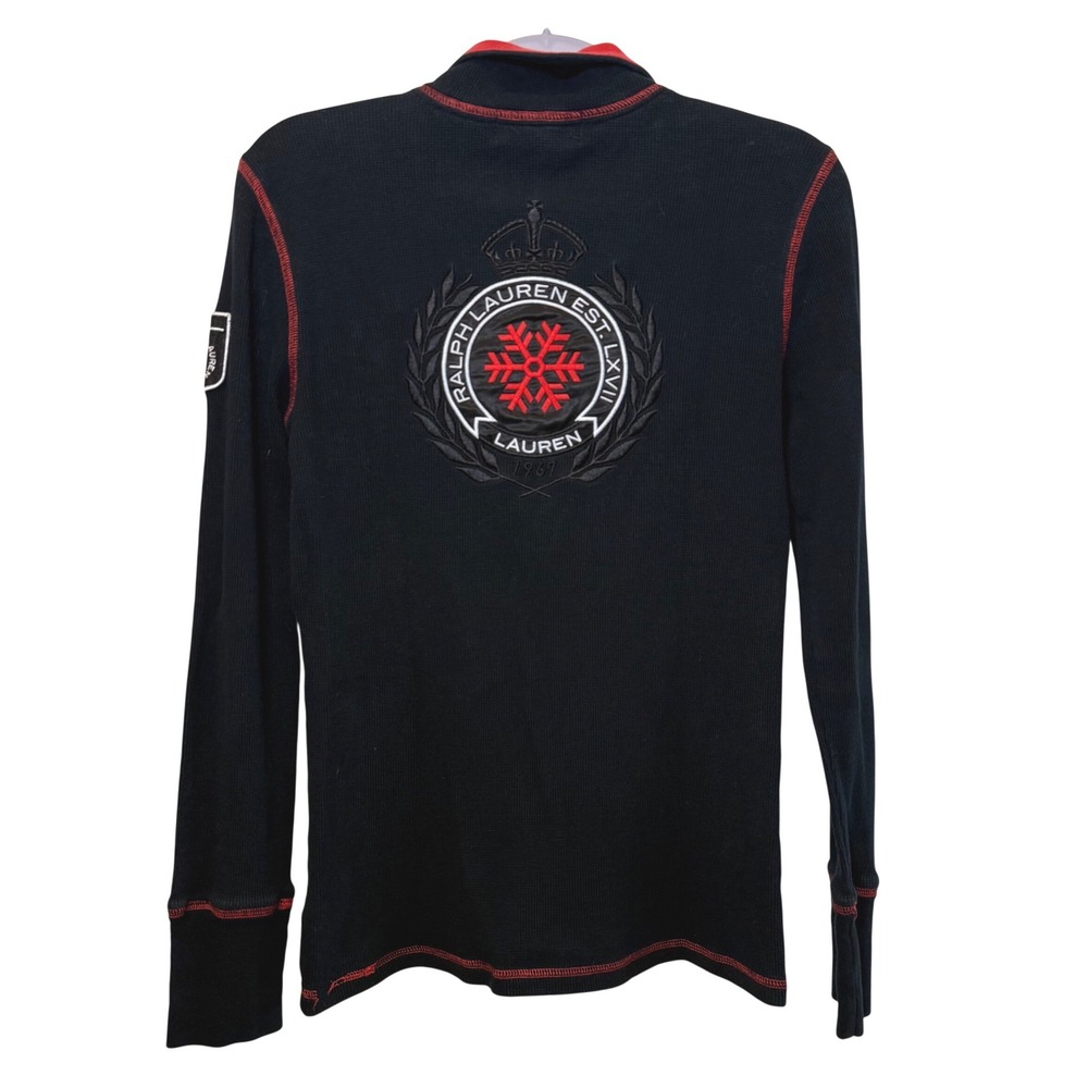 Lauren Ralph Lauren Active Womens Black Waffle Knit Quarter Zip Pullover Small - Picture 4 of 8